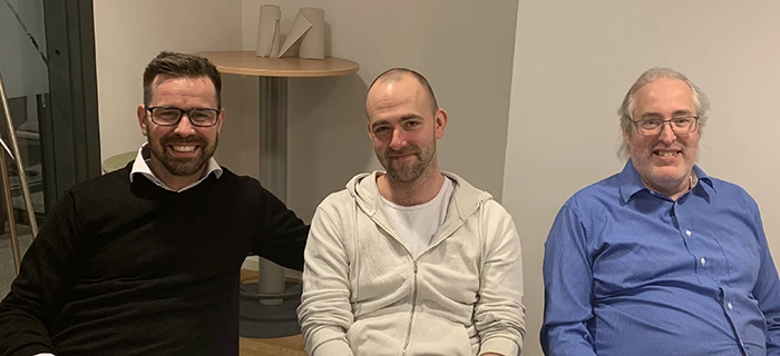 Goran Sabotkovski, Markus Sacramento och Christian Rahm på digitaliseringsavdelningen
