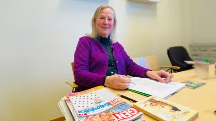 Britt-Marie Linde, en av stadens volontärer.