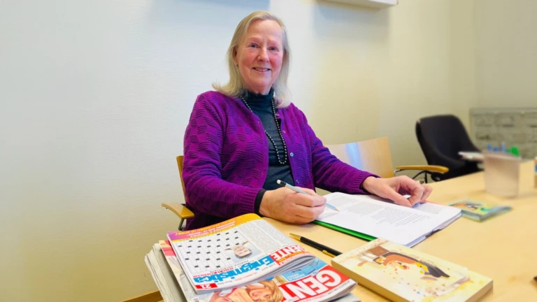Britt-Marie Linde, en av stadens volontärer.