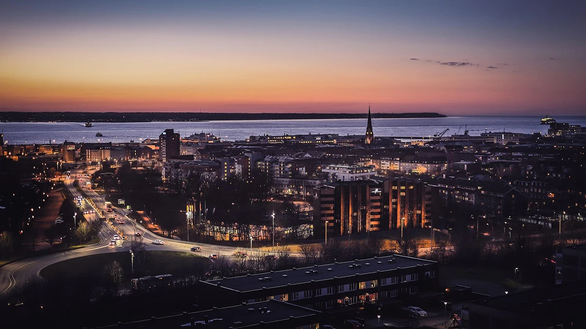 Kvällsvy över södra Helsingborg.