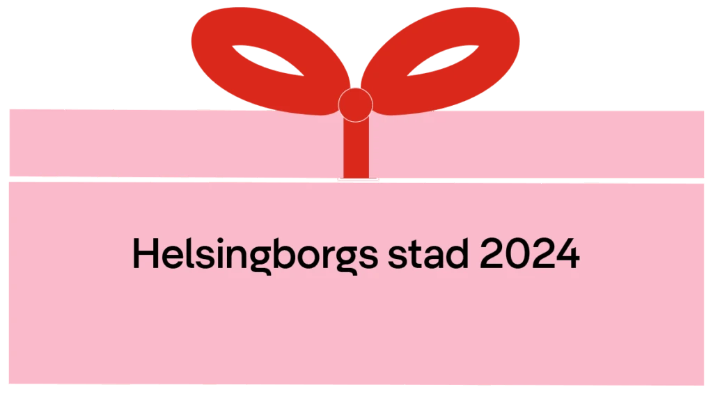 Tecknad figur, föreställer julklapp.