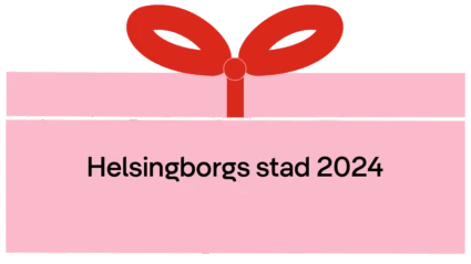 Tecknad figur, föreställer julklapp.