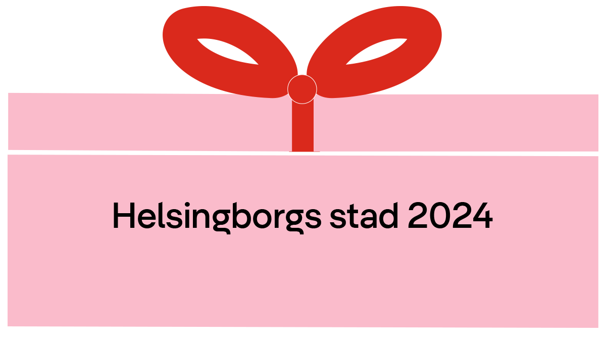Tecknad figur, föreställer julklapp.
