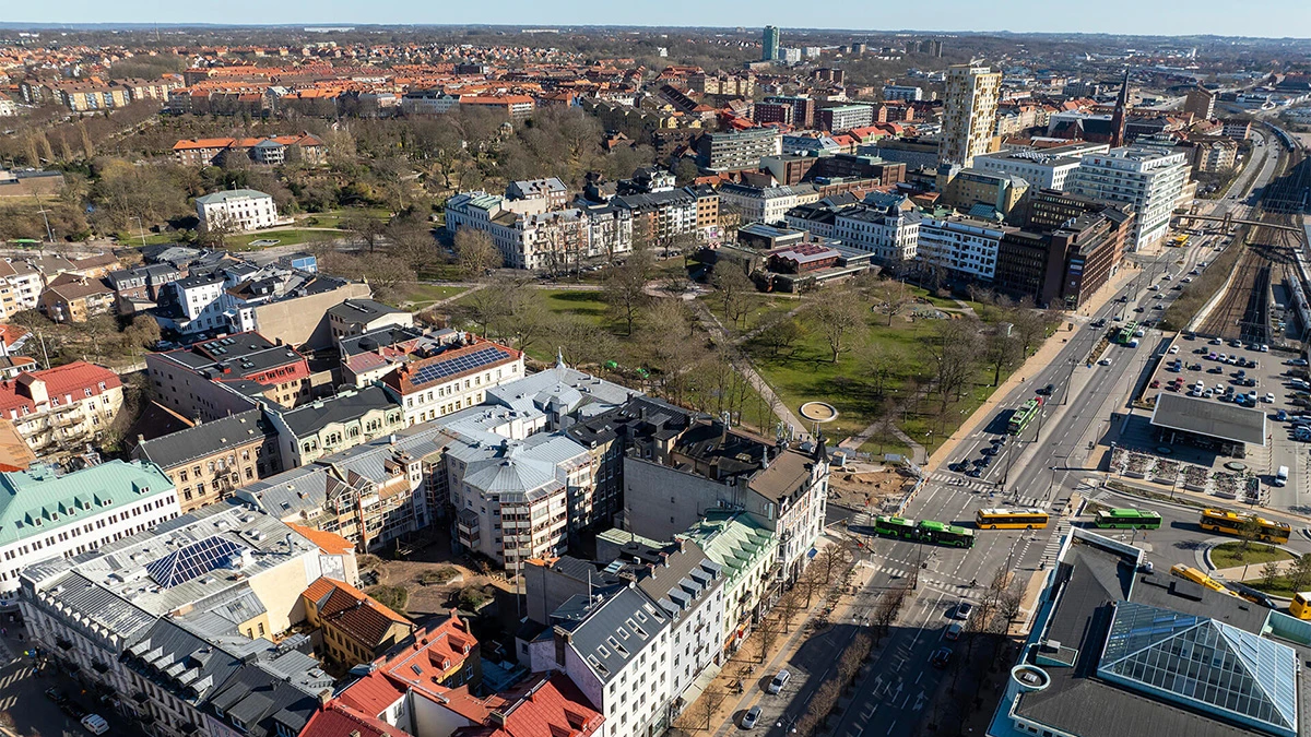 Utsikt över södra delarna av centrala Helsingborg.