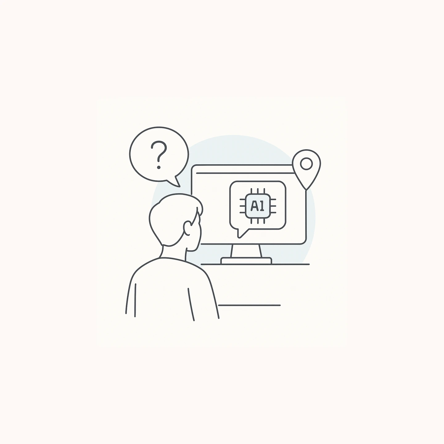 Illustration av person framför en skärm