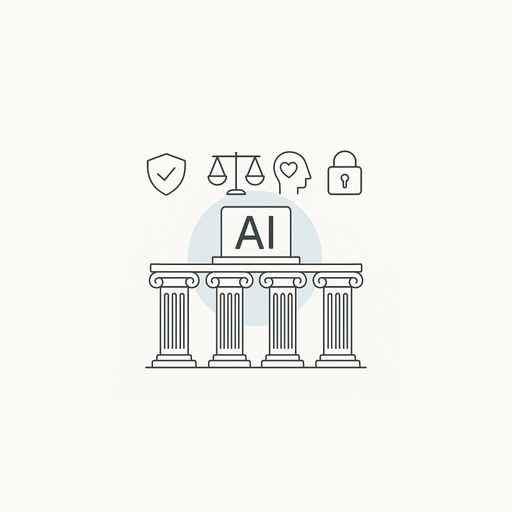 Illustration av pelare med ordet AI på toppen