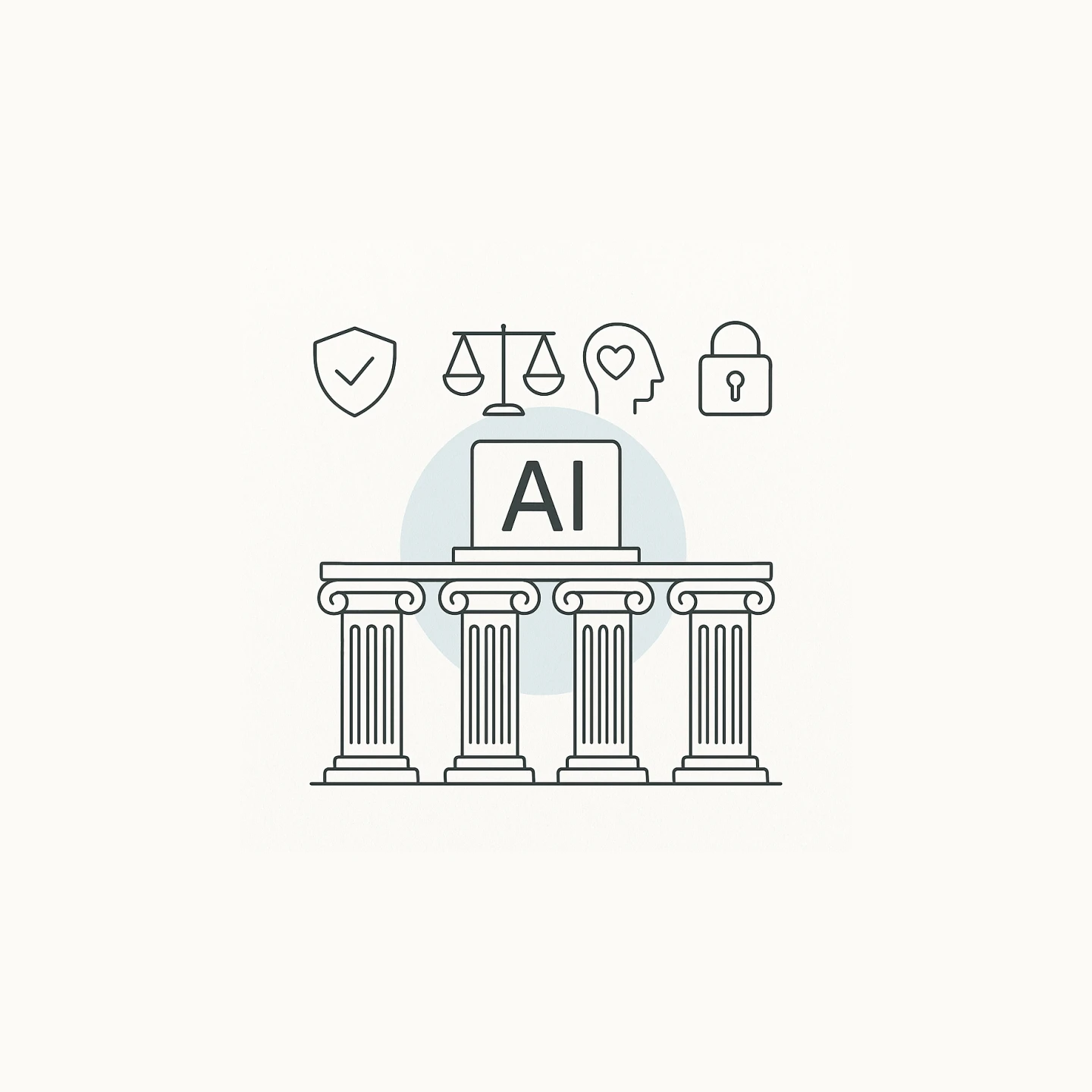Illustration av pelare med ordet AI på toppen