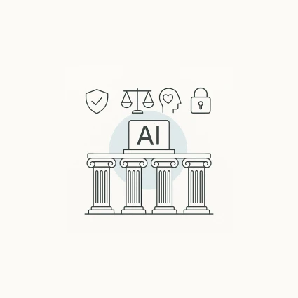 Illustration av pelare med ordet AI på toppen