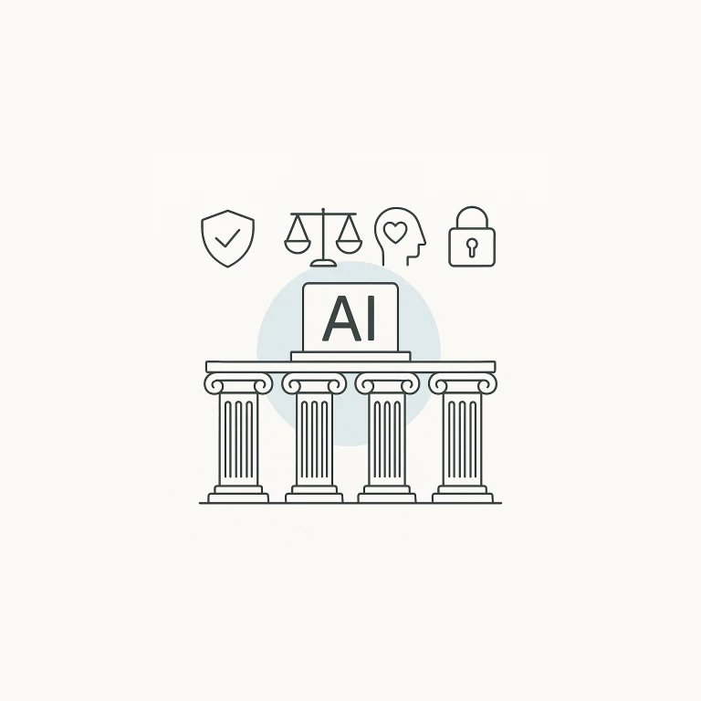 Illustration av pelare med ordet AI på toppen