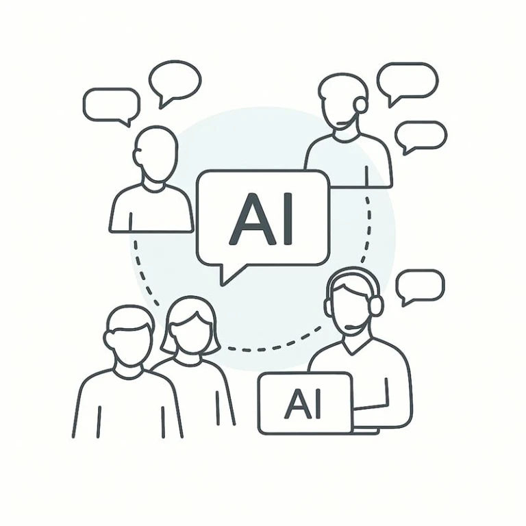 Illustration av flera personer som pratar om AI