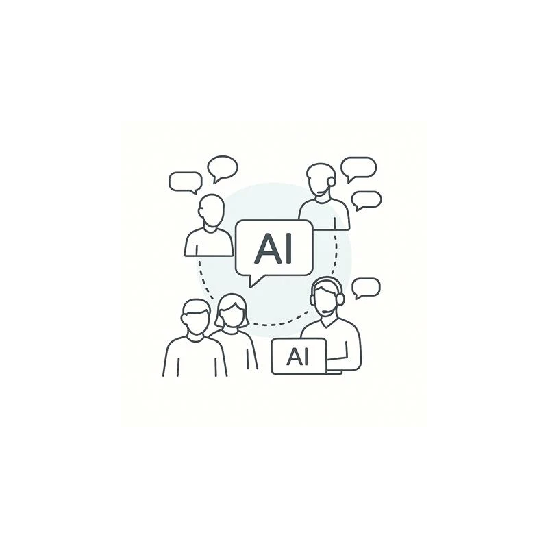 Illustration av flera personer som pratar om AI