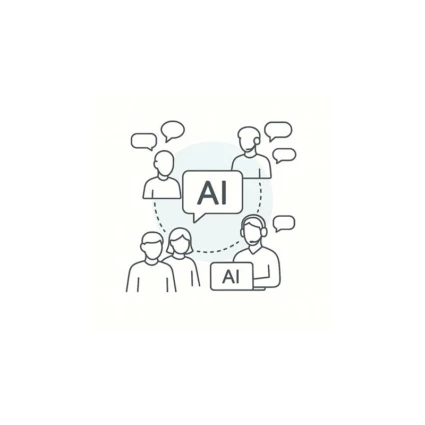 Illustration av flera personer som pratar om AI