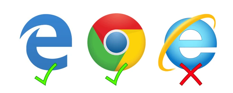 Från vänster: Webbläsarna Edge, Chrome och Internet Explorer.