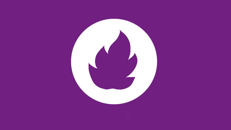 Bild på tecknad eld, som ska symbolisera brand.