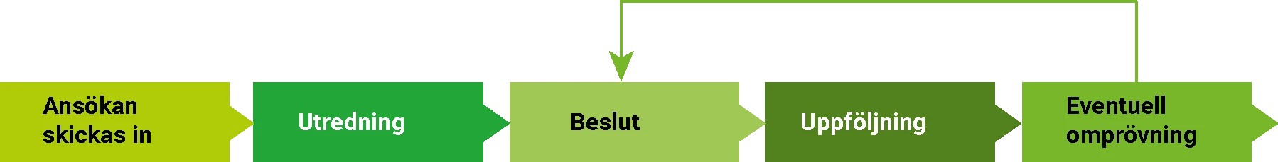 6 gröna rutor med pila emellan