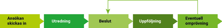 6 gröna rutor med pila emellan