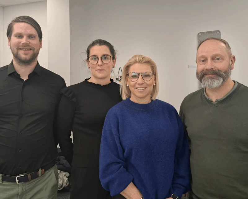 Enhetschefer för syd Victor Höjer, Rebecka Karlberg Ekdahl och Susanne Holmqvist tillsammans med Peter Morell, interimschef.