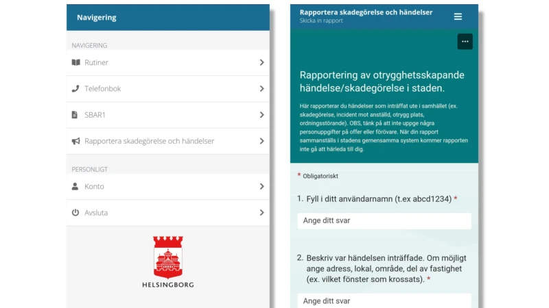 Formuläret du använder för att rapportera in skadegörelse och händelser som du upplever skapa otrygghet i din arbetsvardag kan du nu enkelt nå via intranätet eller i din hemvårdsapp om du har tillgång till den.