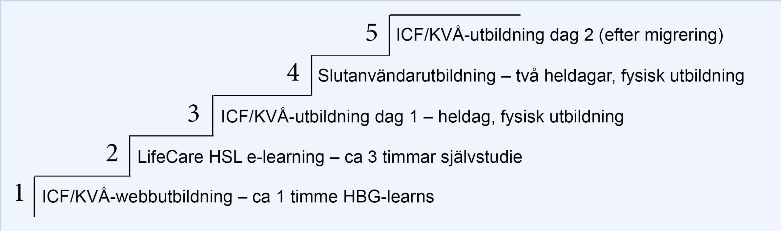 Schematisk bild över de fem utbildningsnivåerna.