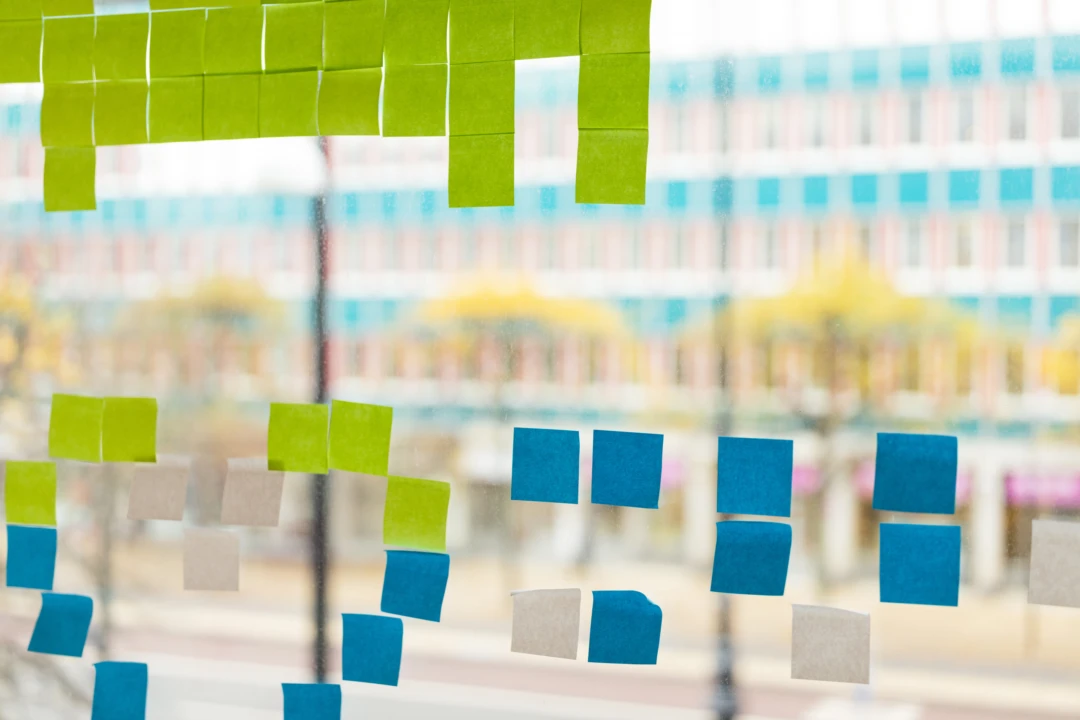 Post-it-lappar på Hbg works.