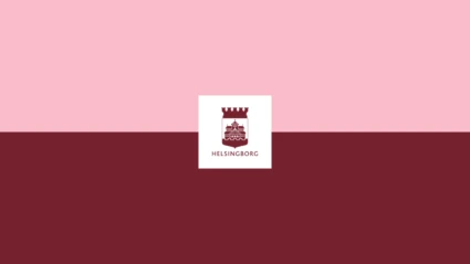 Helsingborgs stad logga med rosa och röd bakgrund