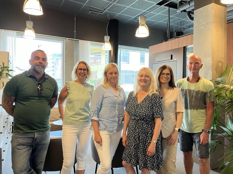 Från vänster: Pleurat Nushi (AF), Therese Nilsson (AF), Mia Nordström (AMF – Arbetsmarknad), Tone Rambech Bishop (AF), Ljubica Reljic (AF) och Jonas Malm (AMF-VUX). Saknas på bild: Jessica Ipsonius (AF).