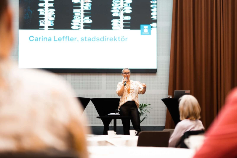 Carina Leffler berättar om stadens förhållningssätt till Företagsklimat.