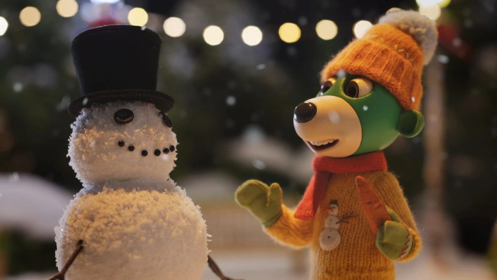 Animerad figur och en animerad snögubbe