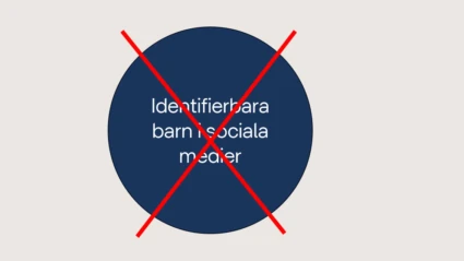 bild med en cirkel och överstruken text: identifierbara barn i sociala medier