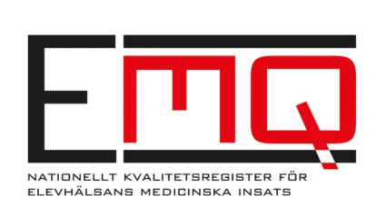 Logotyp för EMQ, Nationellt kvalitetsregister för elevhälsans medisinska insats.