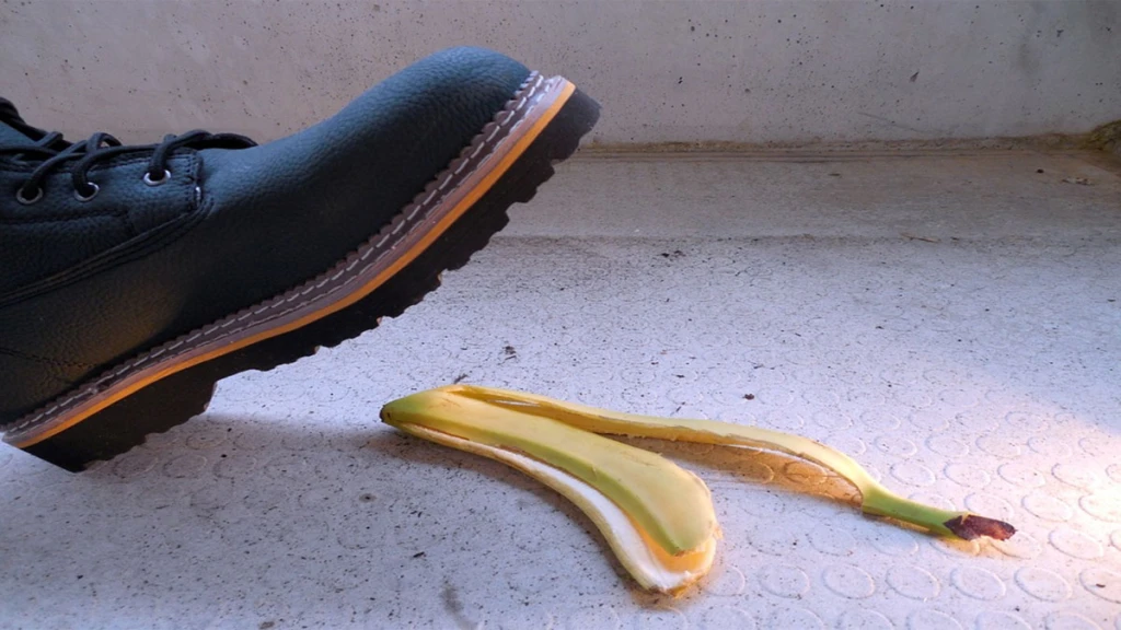 Sko som håller på att halka på bananskal