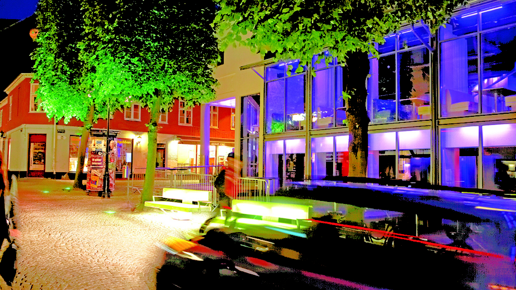 Ljussättningen vid Södra Kyrkogatan under Drömljus 